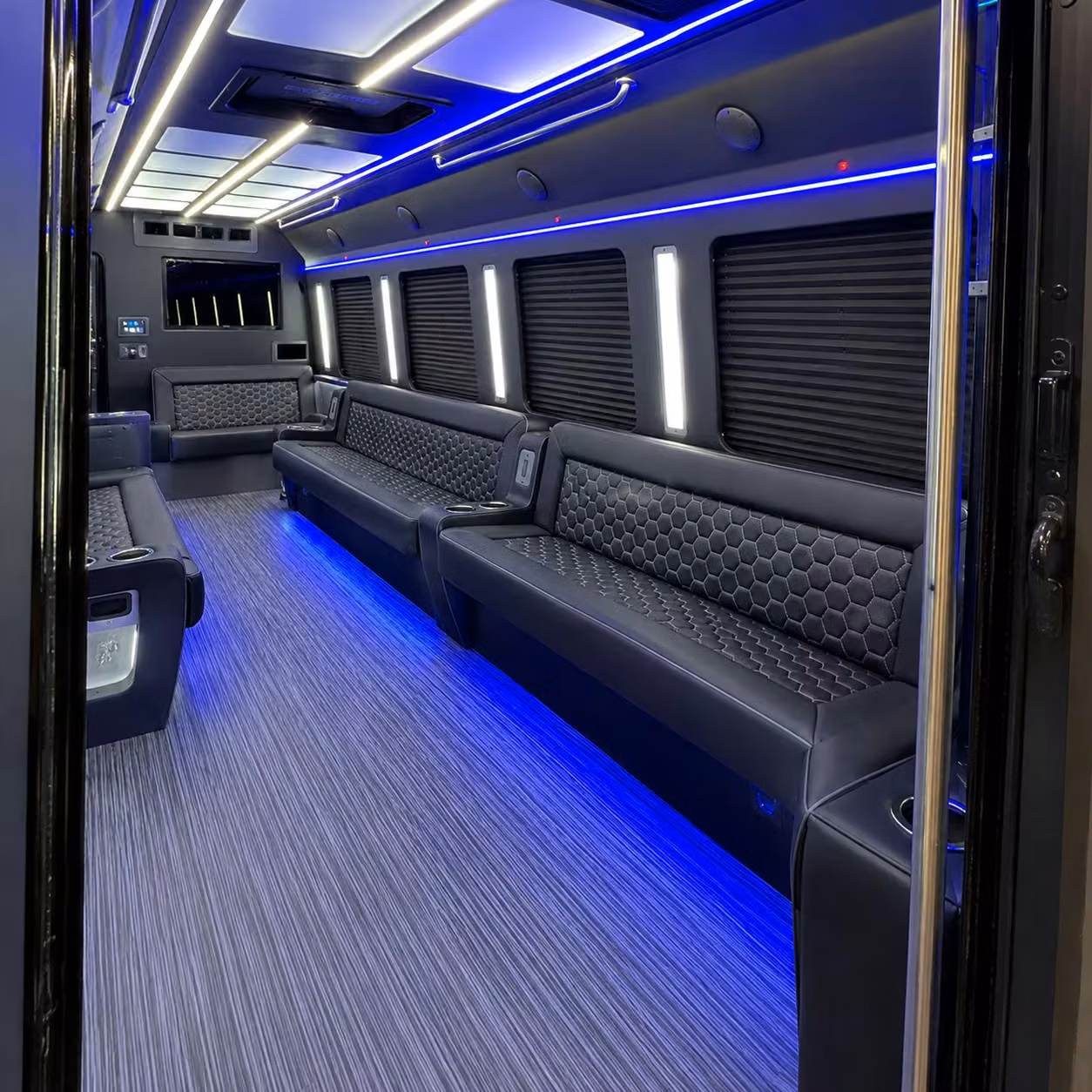 doral prom groups love party buses with built in bars and led lighting